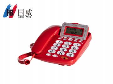 國(guó)威電話機(jī)GW17B紅色座機(jī)辦公電話顯示屏視角可調(diào)整電話機(jī)