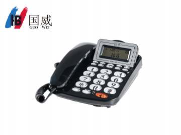 國威GW17B黑色來電顯示電話座機辦公電話黑色座機顯示屏可抬頭電話機